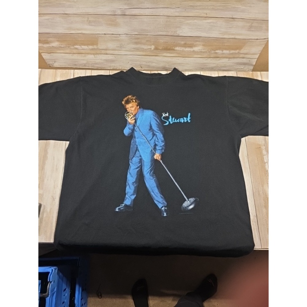Vintage 1996 Rod Stewart Tour T-Shirt Mens XL All Sport Maxweight Black 90s Band